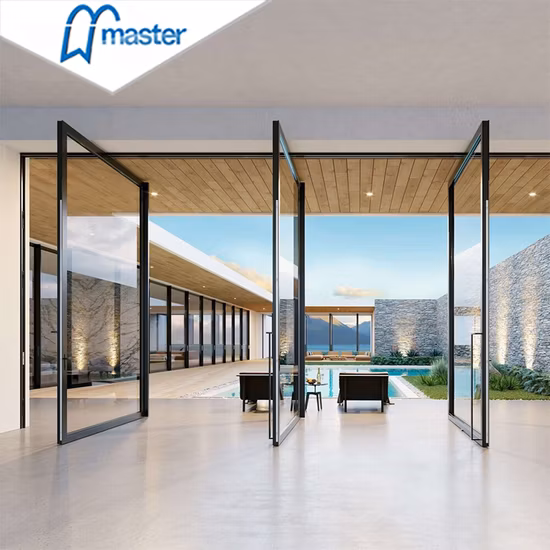 Moldura de alumínio, novo design, porta francesa com revestimento em pó, porta pivotante de vidro e alumínio