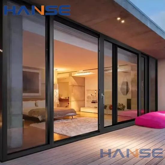 Novo design de perfil de alumínio francês com fechadura inteligente, portas de impressão digital, moldura grande de alumínio, porta de correr de vidro