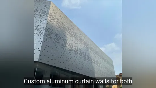 Paredes de cortina de alumínio leves e esteticamente agradáveis são adequadas para decoração de áreas externas.