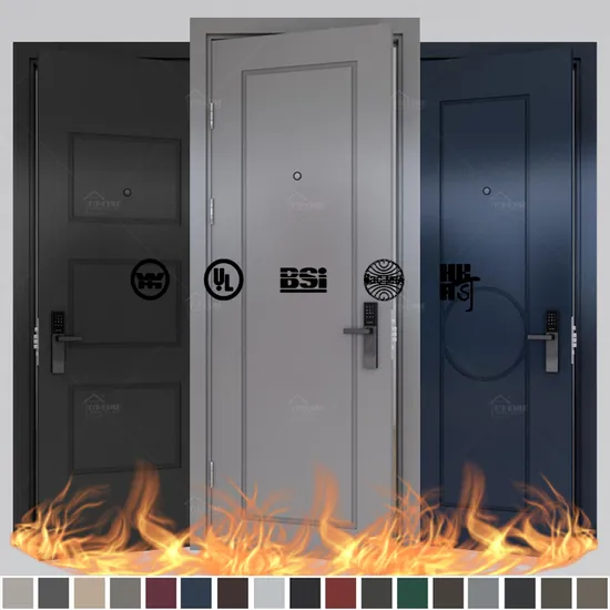 Portas francesas padrão europeias internas FD30 FD60 FD90 portas com classificação mínima de incêndio para apartamentos, quartos de hotel, pintura de portas de madeira, design de portas com certificação BS EN, portas corta-fogo