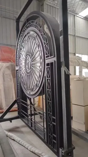 Venda quente de grade de estilo moderno francês americano de luxo, entrada frontal de ferro, porta interna de segurança principal de metal forjado com vidro com ruptura térmica
